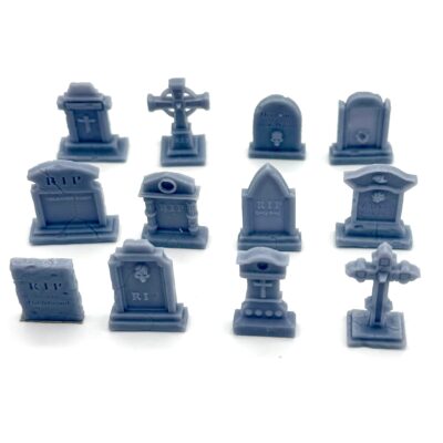 Fantasy Historical 28mm Scale Gravestones Set – Cemetery Terrain